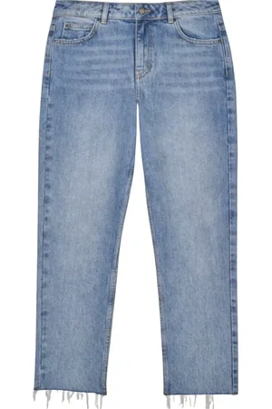 Bash Jeans, Dame, Blå, W26, Denim, Straight-cut denim bukser med rå kant