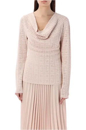 Givenchy Strik, Dame, Lyserød, S, Polyester, 4G Draped Pullover I Jacquard