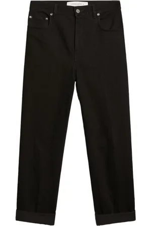 Golden Goose Jeans, Dame, Sort, W26, Uld, Wide Leg Jeans med Guldstjerne