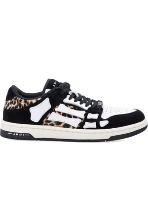 AMIRI Sko, Herre, Sort, 40 EU, Læder, Leopard Skel-Top Low Sneakers