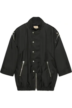 Gucci Jakke, Herre, Sort, XL, Bomuld, Logo-Print Convertible Jakke