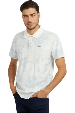 Guess Top, Herre, Hvid, S, Bomuld, Poloskjorte med blomsterprint - Slim Fit