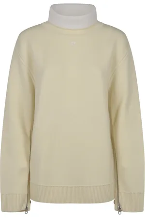 Courrèges Strik, Dame, , S, Uld, Zippet Maxi Mockneck Sweater