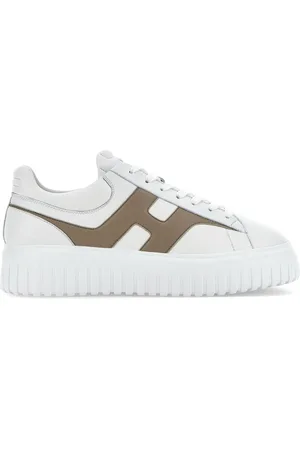 Hogan Sko, Herre, Hvid, 40 EU, Læder, Stribet Beige Læder Sneakers
