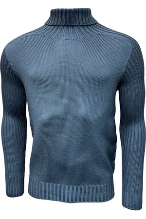 Gran Sasso Strik, Herre, Blå, 3XL, Uld, Rainwool Turtleneck Sweater