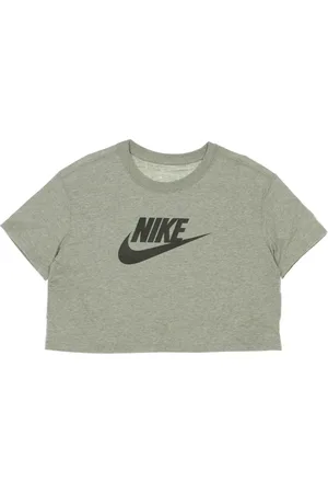 Nike Top, Dame, Grå, M, Bomuld, Crop Icon Tee Heather/Black T-shirt