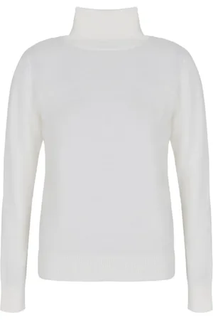 Armani Exchange Strik, Dame, Hvid, XS, Uld, Hvid Dolcevita Bluser i Blød Uld