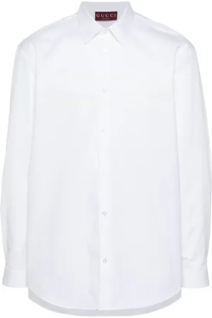 Gucci Skjorte, Herre, Hvid, XL, Bomuld, Hvid Bomulds Logo Skjorte