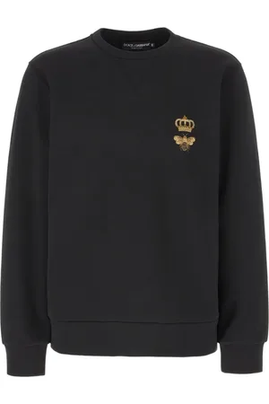 Dolce & Gabbana Sweathshirts & Hoodies, Herre, Sort, 2XL, Bomuld, Sort Bi Broderet Crew Neck Sweater