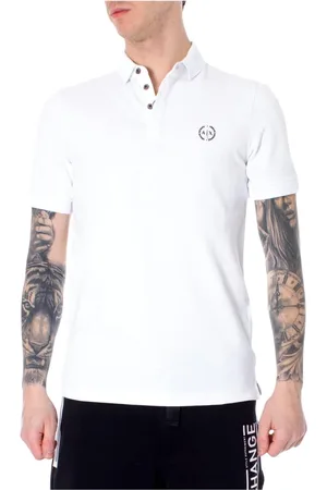 Armani Exchange Top, Herre, Hvid, 2XL, Bomuld, Hvid poloshirt med knapper