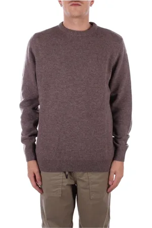 Barbour Strik, Herre, Lilla, M, Uld, Beige Sweater med Albuepletter