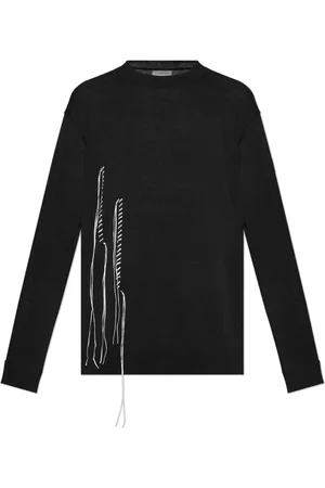 Y-3 Strik, Herre, Sort, L, Polyester, Sweater med frynser