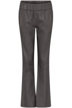 gustav Bukser, Dame, Grå, L, Læder, Lambskin Flare Leg Bukser