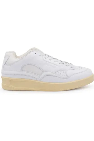 Jil Sander Sko, Herre, Hvid, 43 EU, Læder, Hvide Læder Sneakers med Paneleret Design