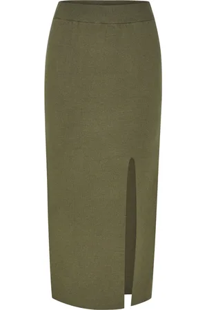Gestuz Nederdel, Dame, Grøn, XS, Polyester, TalliGZ HW Lang Nederdel