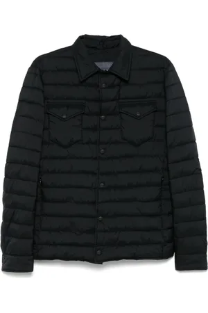 HERNO Jakke, Herre, Sort, 3XL, Uld, Sort skjorte med trykknapper og lommer