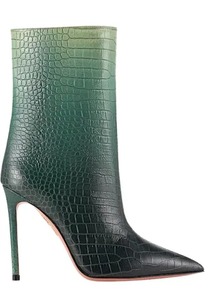 Aquazzura Sko, Dame, Grøn, 35 EU, Læder, Crocodile Gradient Heel Støvler
