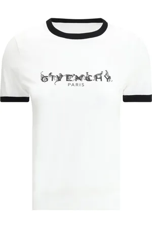Givenchy Top, Dame, Hvid, M, Bomuld, Crew Neck T-shirt med frontprint