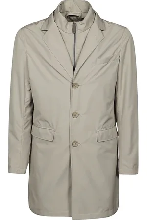 HERNO Frakke, Herre, Grå, XL, Uld, Lyse Taupe Regnfrakke