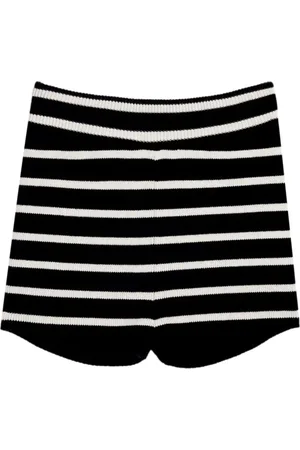 Ami Shorts, Dame, Sort, L, Bomuld, Sort stribede shorts med høj talje