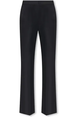 Givenchy Bukser, Dame, Sort, M, Uld, Wide-Leg Bukse med Plisseringer