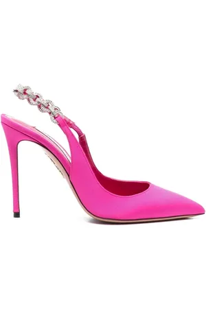 Aquazzura Sko, Dame, Lyserød, 39 EU, Satin, Satinpumper med krystaldetaljer