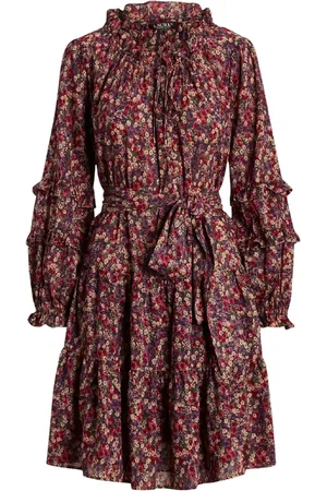 Ralph Lauren Kjole, Dame, Flerfarvet, XS, Bomuld, Bomuld Mini Kjole med Blomsterprint