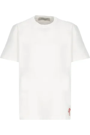 Golden Goose Top, Herre, Hvid, S, Bomuld, Hvid bomulds T-shirt med broderet logo