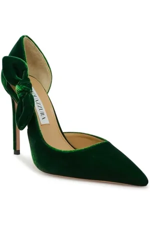 Aquazzura Sko, Dame, Grøn, 36 EU, Grøn Fløjls-Pumps med Sløjfe