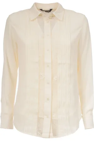 Ralph Lauren Bluser & Skjorter, Dame, Hvid, M, Polyester, Polyester Skjorte med Broderi foran
