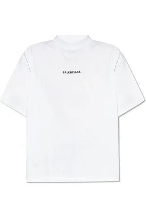 Balenciaga Top, Dame, Hvid, L, Bomuld, Logo T-Shirt