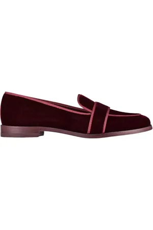 Aquazzura Sko, Dame, Brun, 38 EU, Læder, Burgunderfarvede loafers i fløjl
