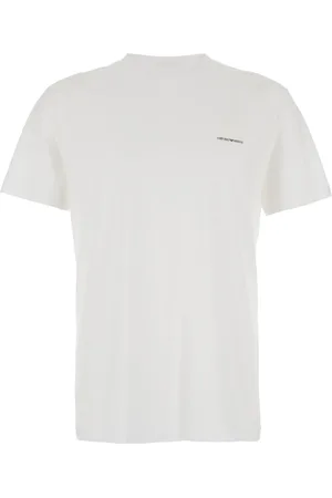 Emporio Armani Top, Herre, Hvid, XL, Bomuld, Hvid Logo T-shirt Bomuldsblanding Mand