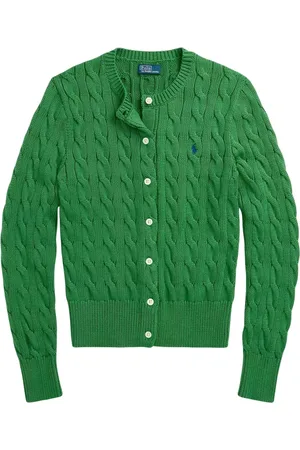 Ralph Lauren Strik, Dame, Grøn, XS, Bomuld, Bomuldscardigan med logo