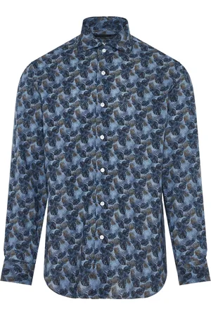 BARBA Skjorte, Herre, Blå, 5XL, Linned, Italiensk Linned Skjorte