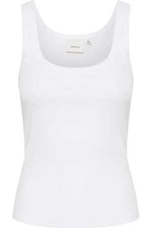 Gestuz Top, Dame, Hvid, L, Bomuld, Slim-fit Logo Top Bright