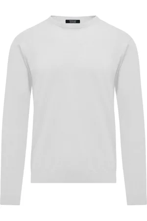 Bomboogie Strik, Herre, Hvid, 3XL, Bomuld, Linned og bomuld rund hals sweater