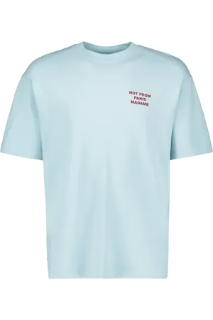 Drôle de Monsieur Top, Herre, Blå, L, Bomuld, Sjov Slogan Lysblå T-shirt