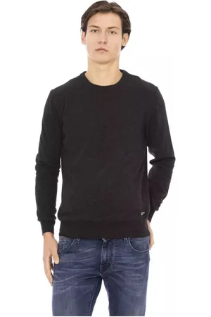 BALDININI Strik, Herre, Sort, L, Uld, Elegant uld crewneck sweater