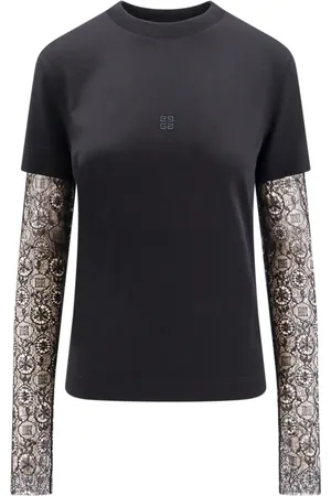 Givenchy Top, Dame, Sort, S, Bomuld, Overlapped slim fit t-shirt i bomuld og blonde