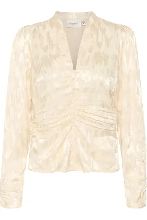 Gestuz Bluser & Skjorter, Dame, , 2XL, Feminine Bluse med V-udskæring og Lange Ærmer