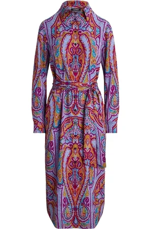 Ralph Lauren Kjole, Dame, Lilla, M, Skjortekjole med Paisley-mønster