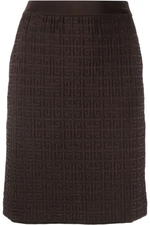 Givenchy Nederdel, Dame, Brun, XS, Uld, 4G Motif Strikket Nederdel