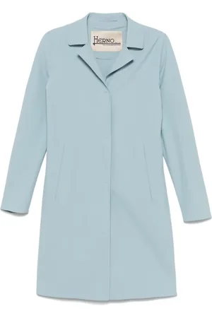 HERNO Frakke, Dame, Blå, 2XL, Lyseblå Frakke med Hakkede Revers