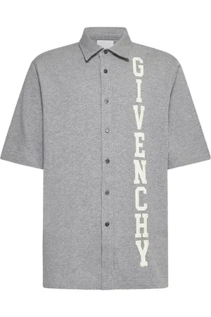 Givenchy Skjorte, Herre, Grå, M, Bomuld, Lysegråmeleret bomuldsjersey T-shirt med halve ærmer