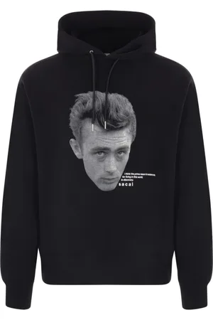 SACAI Sweathshirts & Hoodies, Herre, Sort, 2XS, Bomuld, Sort hættetrøje med fotoprint