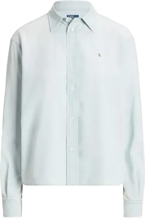 Ralph Lauren Bluser & Skjorter, Dame, Blå, 2XL, Bomuld, Cotton Skjorte Relaxed Fit med Logo