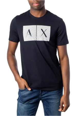 Armani Exchange Top, Herre, Blå, XS, Bomuld, Rundhals T-shirt