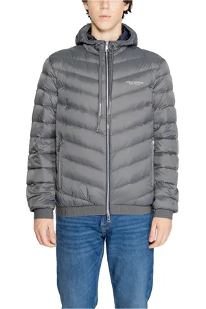 Armani Exchange Jakke, Herre, Grå, 2XL, Uld, Dunjakke med lynlås og hætte