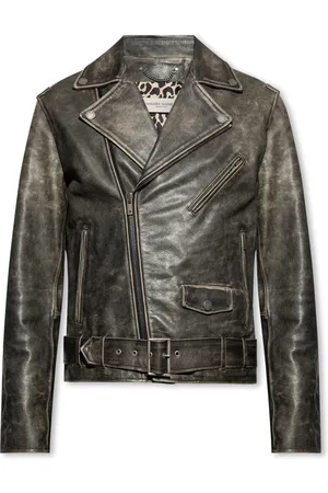 Golden Goose Jakke, Herre, Brun, L, Læder, Distressed Læder Moto Jakke